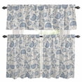 thumbnail image 1 of Farmhouse Blue Floral Kitchen Curtains Valances and Tiers Set of 3 Linen Boho Flower Rustic Country Tier Curtains and Valance with Rod Pocket for Small Windows, 27.5"x36", 1 of 9