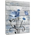 thumbnail image 1 of Farmhouse Blue Floral Wall Art for Living Room, Blue and White Flower Butterfly on Rustic Wood Canvas Wall Art Plant Framed Wall Art for Bathroom Bedroom Decor Ready to Hang,10L X 8W Inches, 1 of 6