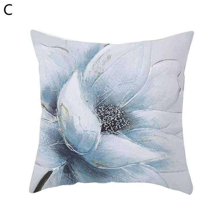 Farmhouse Blue Flower Throw Pillow Covers 18x18 Inch Orchid Butterfly  Cotton Linen Floral Cushion Case Outdoor Sofa Throw Pillows Cover for Couch  Living Room Bed Indoors Home Decor 