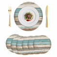 thumbnail image 1 of Farmhouse Blue Grey Brown Round 13 Inch Placemats Set of 6, Vintage Ombre Wooden HeatResistant Non Slip Place Mats for Dining Table, Wipeable Braided Kitchen Table Mats for Housewarming, 1 of 9