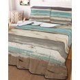 thumbnail image 1 of Farmhouse Blue Grey Brown Twin Size Down Alternative Comforter, Lightweight Comforter Quilt Bedding Set with Pillow Shams Vintage Ombre Wooden All Seasons Bed Comforter Duvet Insert 68"x86", 1 of 7