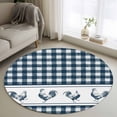 thumbnail image 1 of Farmhouse Blue Plaid Round Area Rug 3Ft Washable Small Circle Rugs for Kitchen Entryway, Vintage Country Cock Checkered Non-Slip Carpet Floor Mats Indoor Outdoor Carpet Runner Aesthetic Home Decor, 1 of 8