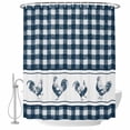 thumbnail image 1 of Farmhouse Blue Plaid Shower Curtain, Waterproof Shower Curtains for Bathroom, Vintage Country Cock Checkered Washable Fabric Bathtub Curtain Set Bath Decor with 12 Hooks Extra Long 72"x96", 1 of 8