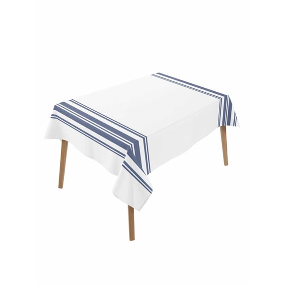 Farmhouse Blue Table Cloth 52x70 Inch Rectangle, Stripes Decoration Waterproof Tablecloth Washable Table Cover for Party Picnic Dinner Decor