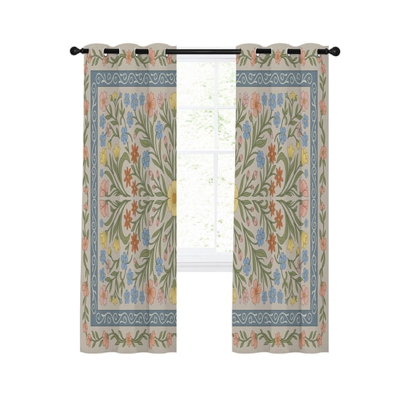 Neutral Roses Printable Farmhouse Boho Blackout Curtains 45 Inches Length, Retro Chic Neutral ...