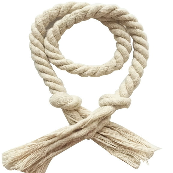 Farmhouse Boho Curtain Tiebacks Set of 2, Beige Cotton Flax Drape Holders for Rustic Village Rural Decor, Solid Print Window Treatment Accessories