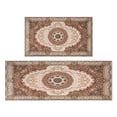 thumbnail image 1 of Farmhouse Boho Dark Brown Pattern Rugs and Mats Non Skid Washable Absorbent Microfiber Soft Kitchen Mat for Floor Set Of 2 Decor Stain Resistant 17"x47"+17"x30", 1 of 7