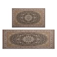 thumbnail image 1 of Farmhouse Boho Dark Brown Pattern Rugs and Mats Non Skid Washable Absorbent Microfiber Soft Kitchen Mat for Floor Set Of 2 Decor Stain Resistant 17"x47"+17"x30", 1 of 7