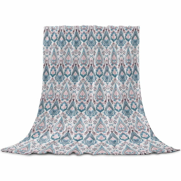Farmhouse Boho Flannel Blanket for Bed, Vintage Tribal Ethnic Abstract Flower Soft Cozy Warm Couch Throw Blanket, Lightweight Fluffy Plush Bedding Blankets for Sofa Decor All Season 30"x40"