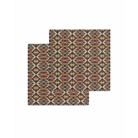 Farmhouse Boho Kitchen Dish Towels for Drying Dishes Set of 2, Retro Rustic Abstract Tribal Motifs Waffle Weave Microfiber Terry Hand Tea Bathroom Towels Quick Dry & Absorbent Towel 12x12