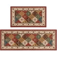 thumbnail image 1 of Farmhouse Boho Kitchen Rugs and Mats Set of 2, Red Boho Kitchen Rug, Washable Non Skid Floor Mat for Home Kitchen Decor - 17x29 and 17x47 Inch, 1 of 6