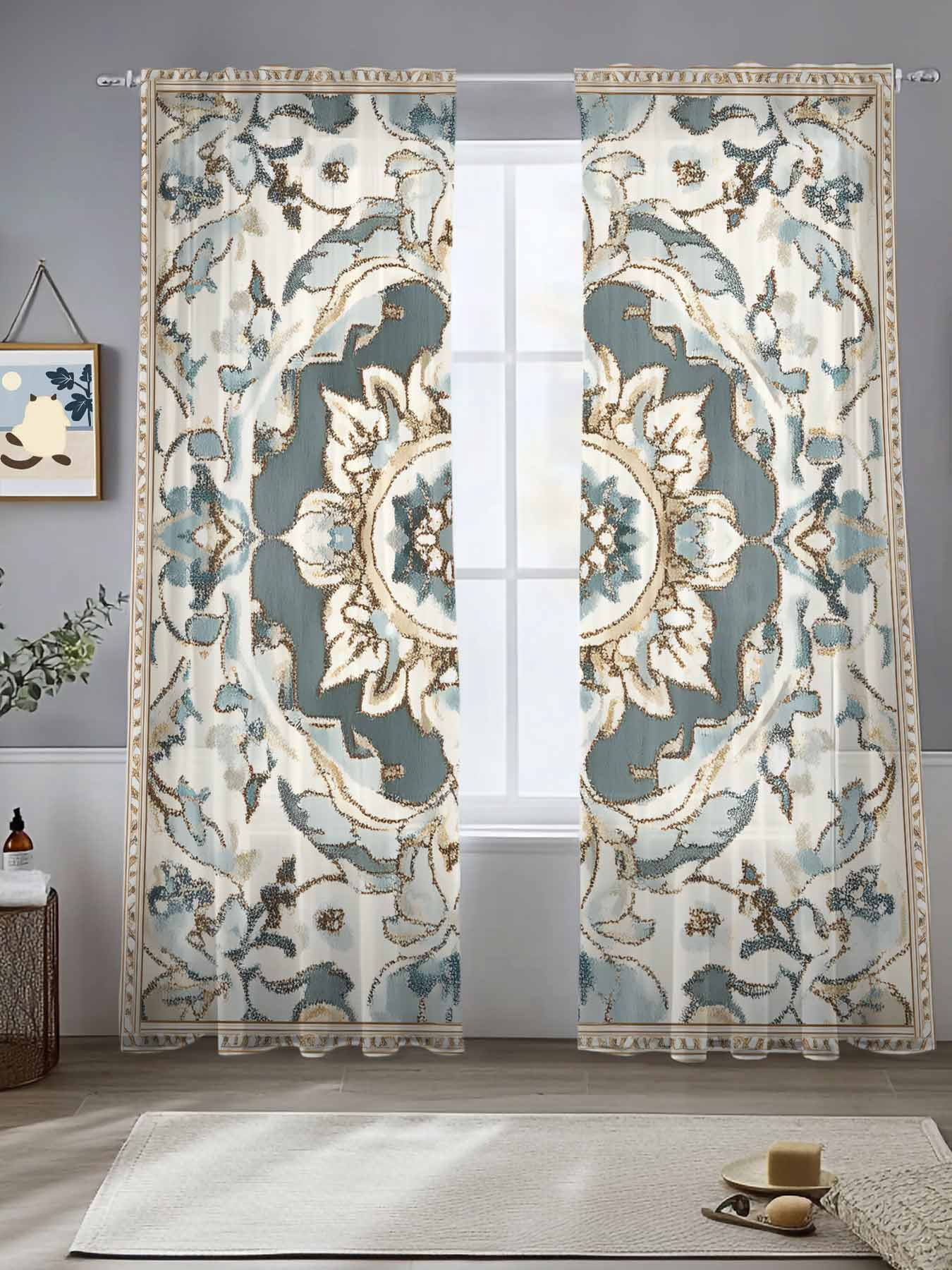 Farmhouse Boho Sheer Curtains for Living Room Bedroom Vintage Farmhouse ...