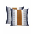 Farmhouse Boho Stripes 20x20 Pillow Covers Set of 2, Navy Brown