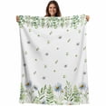 thumbnail image 1 of Farmhouse Botancial Blanket Soft Cozy Warm Throw Blanket for Couch, Plush Fuzzy Flannel Fleece Blankets for Sofa, Pastoral Daisy Leaves Watercolor Bed Blankets Lightweight Gifts for Women, 50"x60", 1 of 9