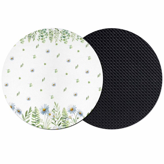 Farmhouse Botancial Coasters Set of 2, Absorbent Coasters for Drinks, Pastoral Daisy Leaves Watercolor Coaster for Desk Coffee Table Protection, Home Decor House Warming Gifts 4"