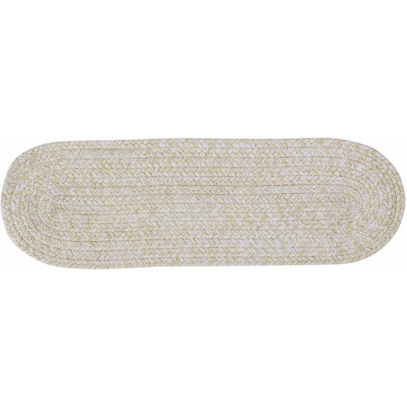 Farmhouse Braided Cotton Rug 8"x28" - Reversible Yellow & White Stair Tread, Kitchen, Living Room, Bedroom