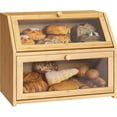 thumbnail image 1 of Farmhouse Bread Box for Kitchen Countertop Bread box Double Layer Bamboo Wooden Extra Large Capacity Bin Kitchen Food Storage Container(Natural), 1 of 7