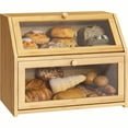 thumbnail image 1 of Farmhouse Bread Box for Kitchen Countertop Bread box Double Layer Bamboo Wooden Extra Large Capacity Bin Kitchen Food Storage Container, 1 of 8