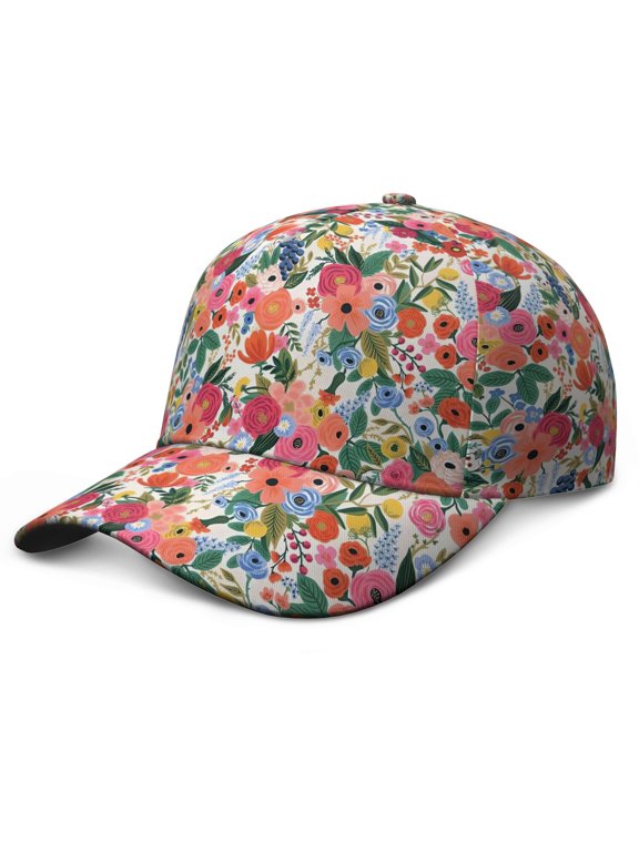 Farmhouse Bright Baseball Cap – Floral Botanical Dad Hat Featuring Artistic Watercolor Flower Pattern, Rustic Autumn Leaves Bloom Design, Comfortable Adjustable Closure
