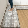 thumbnail image 1 of Farmhouse Brown Anti-Fatigue Kitchen Rug Set of 2 Wood Knife Fork Black Vintage Cushioned Kitchen Floor Standing Mat Waterproof Non-Slip Kitchen Mat and Rugs PVC Ergonomic Comfort Foam Rug, 1 of 6