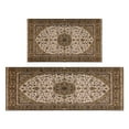 thumbnail image 1 of Farmhouse Brown Boho Rugs and Mats Non Skid Washable Absorbent Microfiber Soft Kitchen Mat for Floor Set Of 2 Decor Stain Resistant 17"x47"+17"x30", 1 of 7