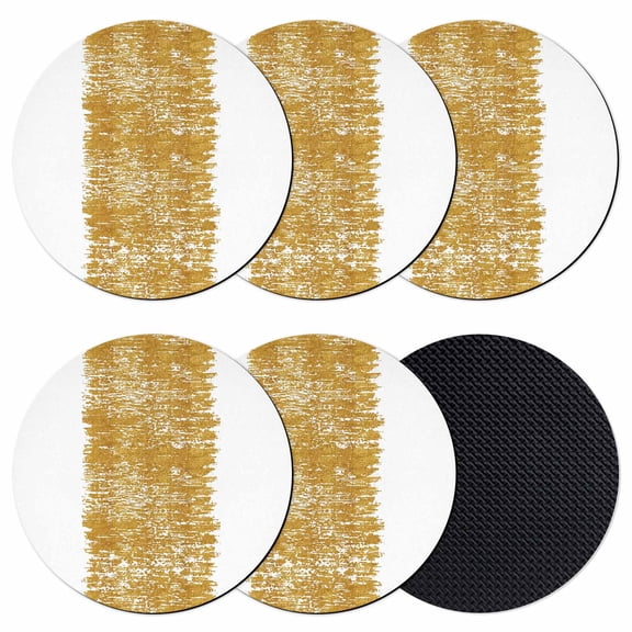 Farmhouse Brown Coasters Set of 6, Retro Modern Abstract Art Absorbent Coasters for Drinks, Coaster for Bar Office Dining Coffee Table Accessories Decor, Non Slip Round Desk Coaster