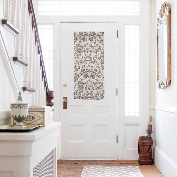 Farmhouse Brown Door Curtains for Door Window, French Sidelight Front Back Door Curtains With Tieback, Vintage Flower Leaf Botanical Plant Kitchen Rod Pocket Drapes Panel, 25"x40"