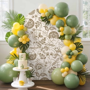 Farmhouse Brown Floral Arch Backdrop Cover, 7.2FT, Linen Boho Flower Rustic Country Spandex Arch Covers Double-Sided Backdrop for Wedding Birthday Party Photo Background Decoration