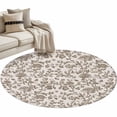 thumbnail image 1 of Farmhouse Brown Large Area Rugs for Bedroom Living Room, Soft Non Slip Carpet Bedside Rug, Vintage Flower Leaf Botanical Plant Round Floor Cover Kitchen Accent Rug 3.3' for Dining Room/Office, 1 of 9