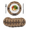 thumbnail image 1 of Farmhouse Brown Round 15 Inch Placemats Set of 6, Rustic Wooden Historical Barn Door Plank HeatResistant Non Slip Place Mats for Dining Table, Wipeable Braided Kitchen Table Mats for Housewarming, 1 of 9
