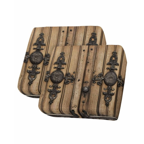 Farmhouse Brown Sofa Couch Cushion Covers Washable, Removable Stretchable Sectional Couch Covers, Rustic Wooden Historical Barn Door Plank Slipcovers for L & T Shape Sofa Protector S Size 2 pcs