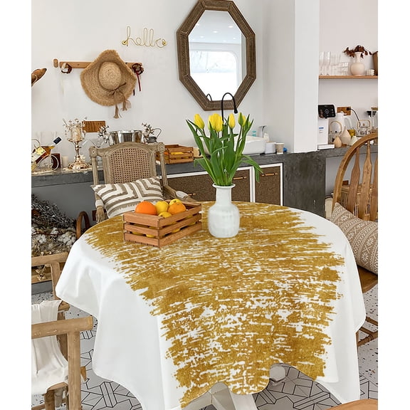 Farmhouse Brown Tablecloth Square Table Cloth 60x60 , Waterproof Tablecloth Outdoor Table Cloth, Retro Modern Abstract Art Washable Table Cover for Kitchen Dining Party