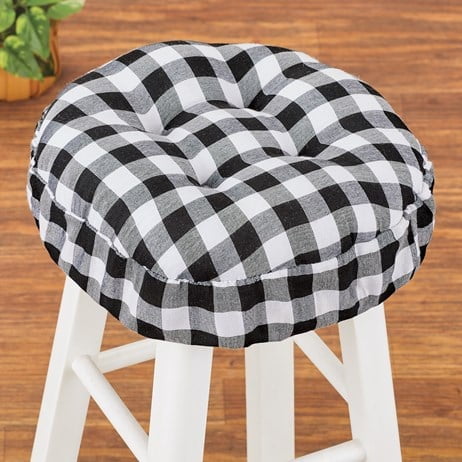 Farmhouse Buffalo Check Padded Bar Stool Cushion Color Black