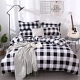 thumbnail image 1 of Farmhouse Buffalo Checked Bedding Set Black Gray White Plaid Comforter Cover Full,Soft Lightweight Grid Bedspreads, 1 Lattice Duvet Cover , 2 Pillow Shams Modern Geometric Decor Grey Quilt,Zipper, 1 of 6