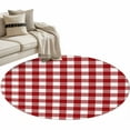 thumbnail image 1 of Farmhouse Buffalo Plaid 3ft Area Rug, Red White Checkered Washable Non-Slip Small Round Rugs for Entryway Bedroom Kitchen, Soft Circle Carpet for Dining Room, Playroom Nursery Rug, 1 of 9