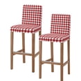 thumbnail image 1 of Farmhouse Buffalo Plaid Bar Stool Covers Set of 2, Red White Checkered Stretch Washable Bar Chair Covers with Backs, Removable Pub Counter Height Chair Cover for Kitchen Dining Room Cafe, 1 of 7
