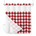 thumbnail image 1 of Farmhouse Buffalo Plaid No Hook Shower Curtain with Snap in Liner, Red White Checkered Double-Layer Waterproof Shower Curtains for Bathroom Hotel Bathtub, Mesh Top & Standard 72"x72", 1 of 9