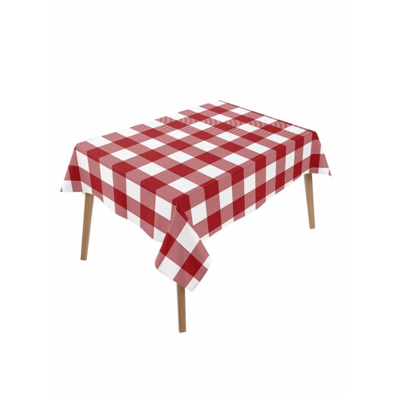 Farmhouse Buffalo Plaid Rectangle Tablecloth, Red White Checkered Waterproof & StainResistant Tablecloth, Washable Oil-proof Table Cover for Dining/Party/Wedding/Camping/Buffet 60x102 In