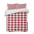 thumbnail image 1 of Farmhouse Buffalo Plaid Summer Quilt Set Twin XL Size, Soft Microfiber Quilted Bedding Set with 2 Pillow Shams, Red White Checkered Lightweight All Season Bedspread Coverlet for Bedroom 68"x98", 1 of 6