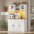 thumbnail image 1 of Farmhouse Buffet Cabinet with LED Light & Charging Station,72" Coffee Bar Cabinet with Storage & Compartment Drawer,Sideboard Cabinets with Door and Adjustable Shelves for Kitchen Dining Room,White, 1 of 10