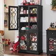 thumbnail image 1 of Farmhouse Buffet Cabinet with 4 Glass Doors, 67.2" Tall Sideboard Buffet Storage Cabinet with Shelves, for Kitchen Living Room Bedroom, Black, 1 of 8