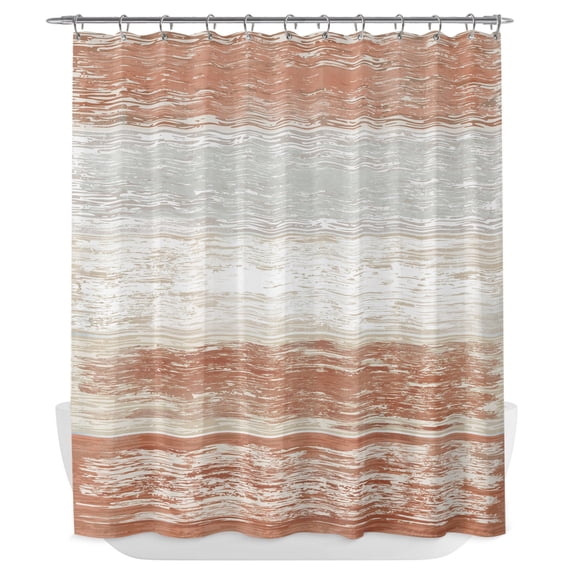 Farmhouse Burnt Orange Shower Curtain - Water Repellent Fabric Shower Curtains Washable, Vintage Wooden Minimalist Decorative Polyester Cloth Bathroom Curtains Modern Bath Decor 72"x84"