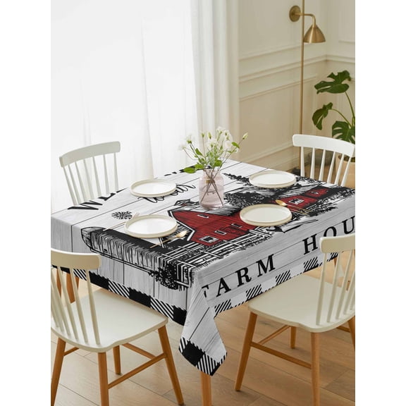Farmhouse Cabin Tablecloth Rectangle Table Cloth 60x84, Waterproof Tablecloth Outdoor Table Cloth, Country Vintage House Wood Grain Pliad Washable Table Cover for Kitchen Dinning Party