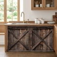 thumbnail image 1 of Farmhouse Cabinet Curtains for Kitchen 32"W x 55"L, Brown Country Style Barn Door Distressed Wood Grain Pantry Curtain Skirt Magic Tape Short Curtains Decor Privacy Panel for Utility Closet Bathroom, 1 of 9