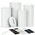 Kazozobi Farmhouse Metal Canister Set, White, Airtight Kitchen