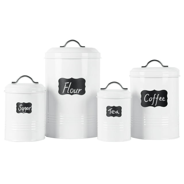 Farmhouse Kitchen Canisters Set of 4, Airtight with Chalkboard Labels
