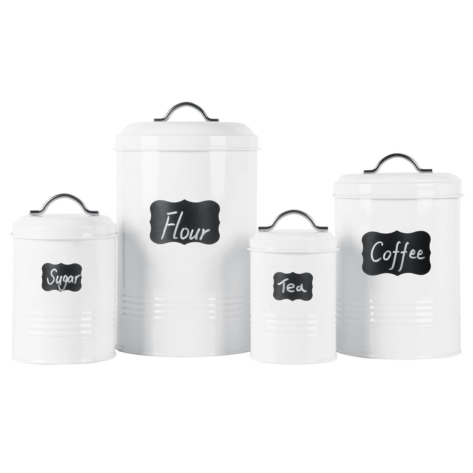 White Farmhouse Nesting Canister Set with Chalkboard Labels