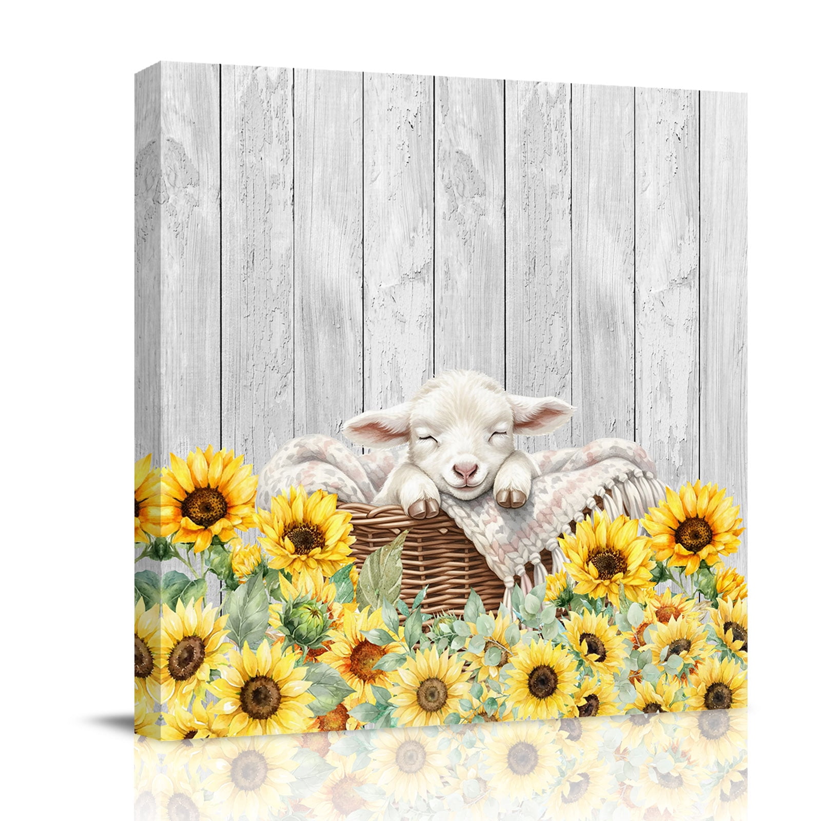 Farmhouse Canvas Wall Art for Living Room, Farm Animals Cute Sheep ...