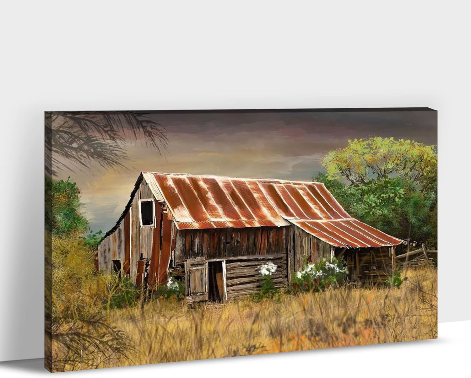 Farmhouse Canvas Wall Art - Old Barn Picture Canvas Prints for Rustic ...