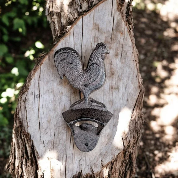 Farmhouse Cast Iron Rooster Bottle Opener, Rustic Kitchen & Bar Accessory